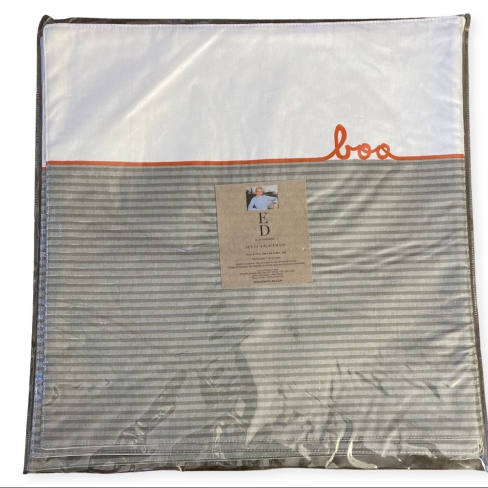 Set of 4 ED Ellen Degeneres Boo Placemats 15" x 15" 100% Cotton New